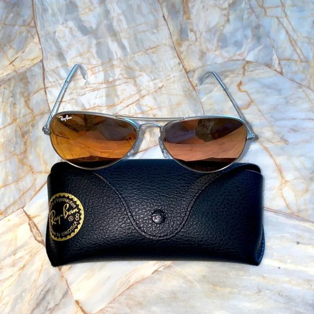 Ray-Ban Aviator‎ 3025 Gold Silver Large 58 Sunglasses